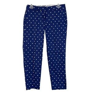 J.Crew factory Stretch royal blue polka dot ankle pants. Women’s size 4.